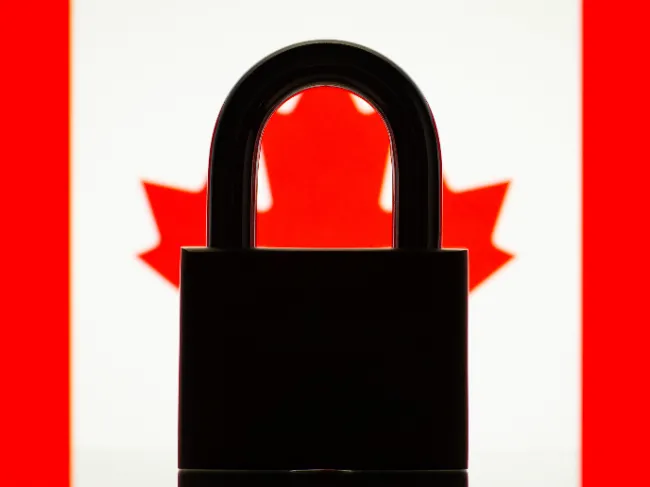 canada flag with lock